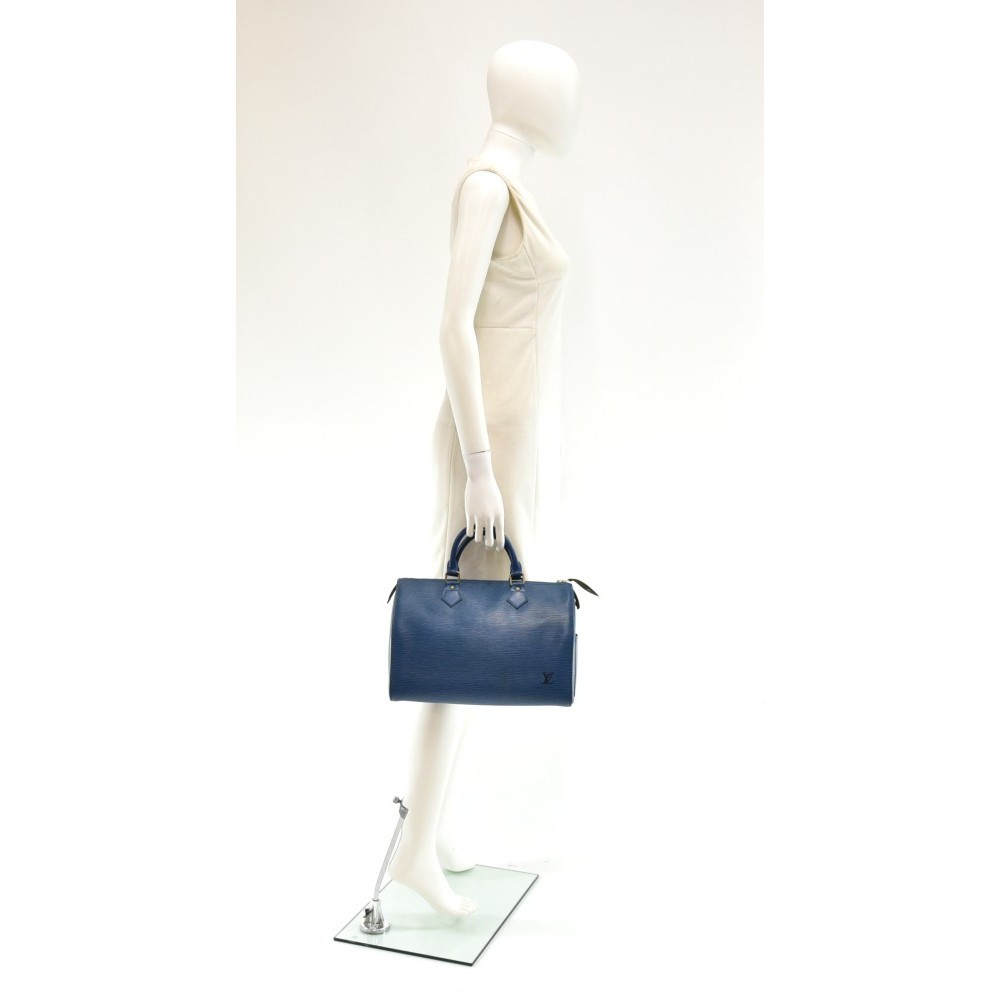 LOUIS VUITTON Vintage Speedy 30 Blue Epi Leather City Handbag - Picture 9 of 11